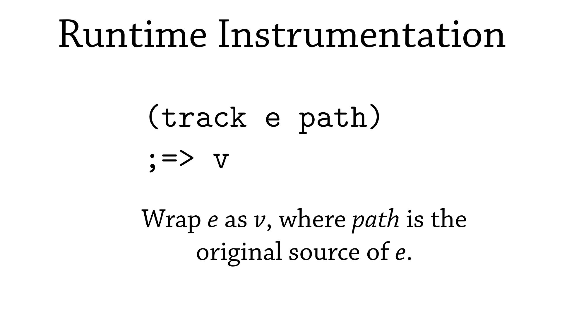 Specification of track